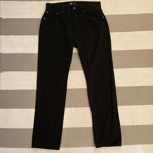 Gap Jeans Mens 29x30 Mid-Rise Straight Leg 5-Pocket Zip Dark Wash Black Denim - Picture 1 of 7